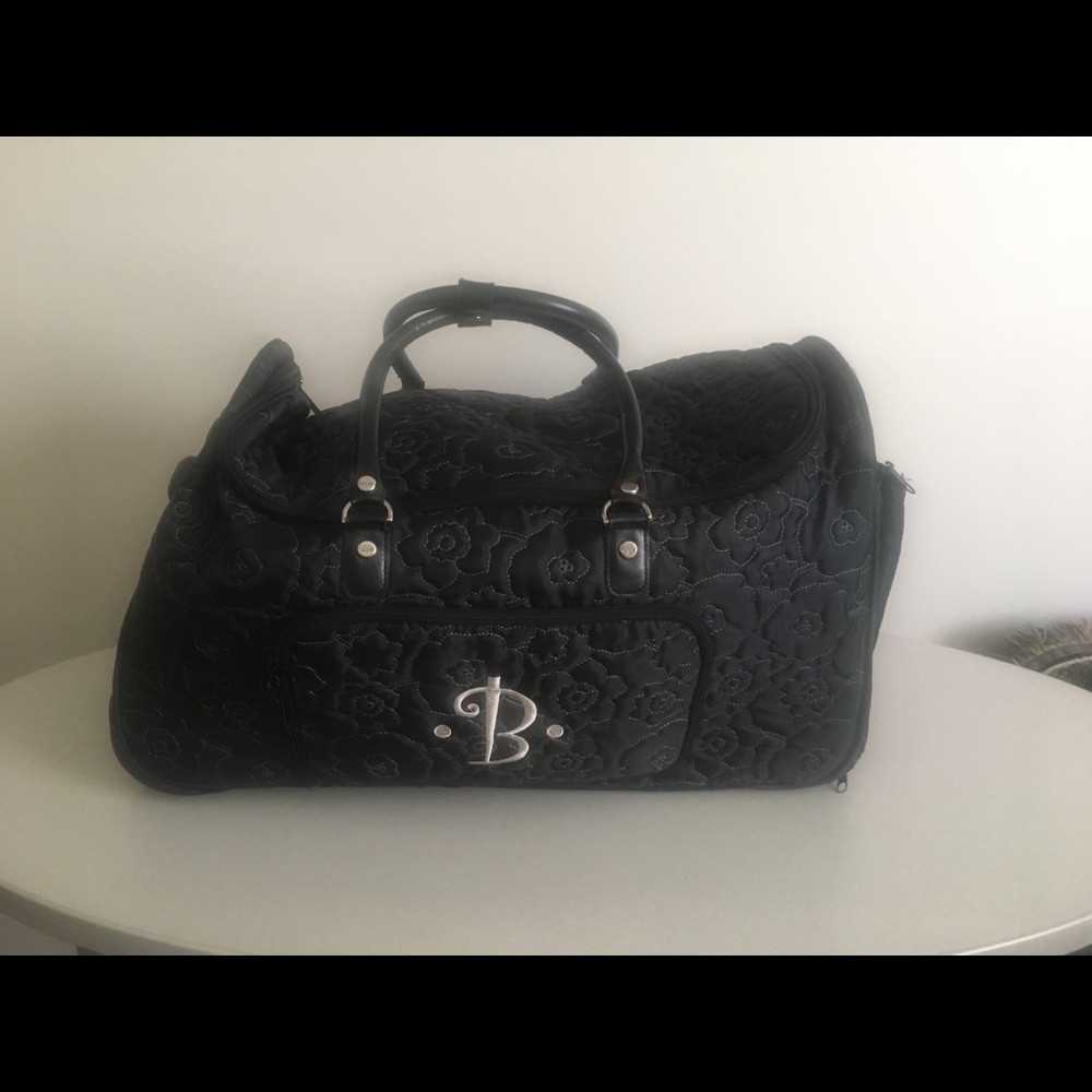 Wheels Up Black monogrammed duffel bag